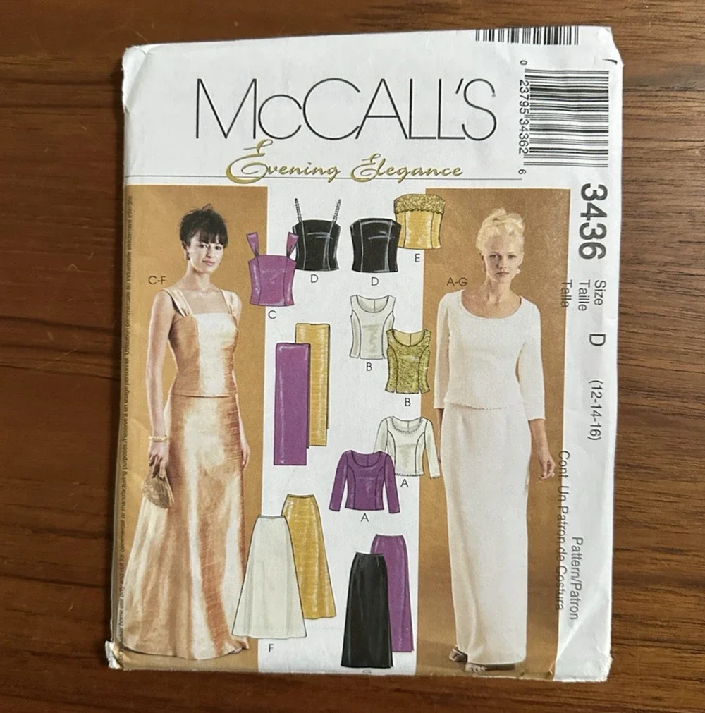 UNCUT McCall's Sewing Pattern #3436 Size D 12-16 Petite Lined Top Skirt & Stole